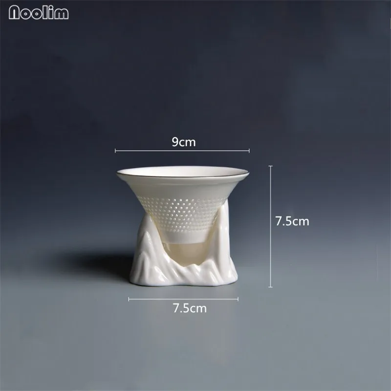NOOLIM Mountain Peak White Jade Porcelain Tea Filter Strainer Creative Teahouse Tools Ceramic Fair Cup Office Drinkware