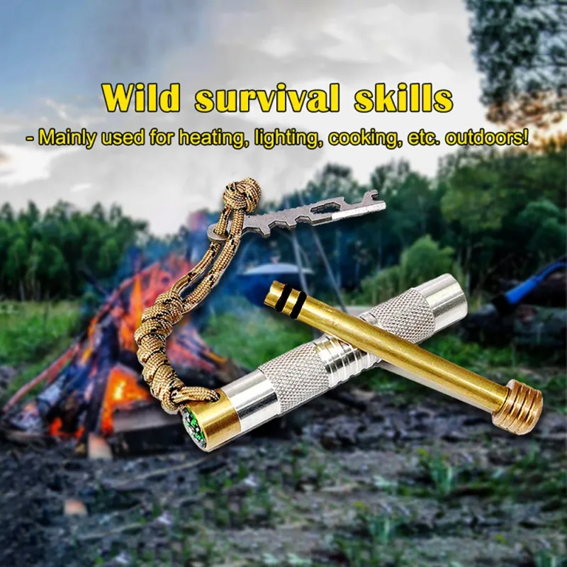

Umbrella Rope Piston Ignition Device Portable Air Compression Igniter Set For Outdoor Survival