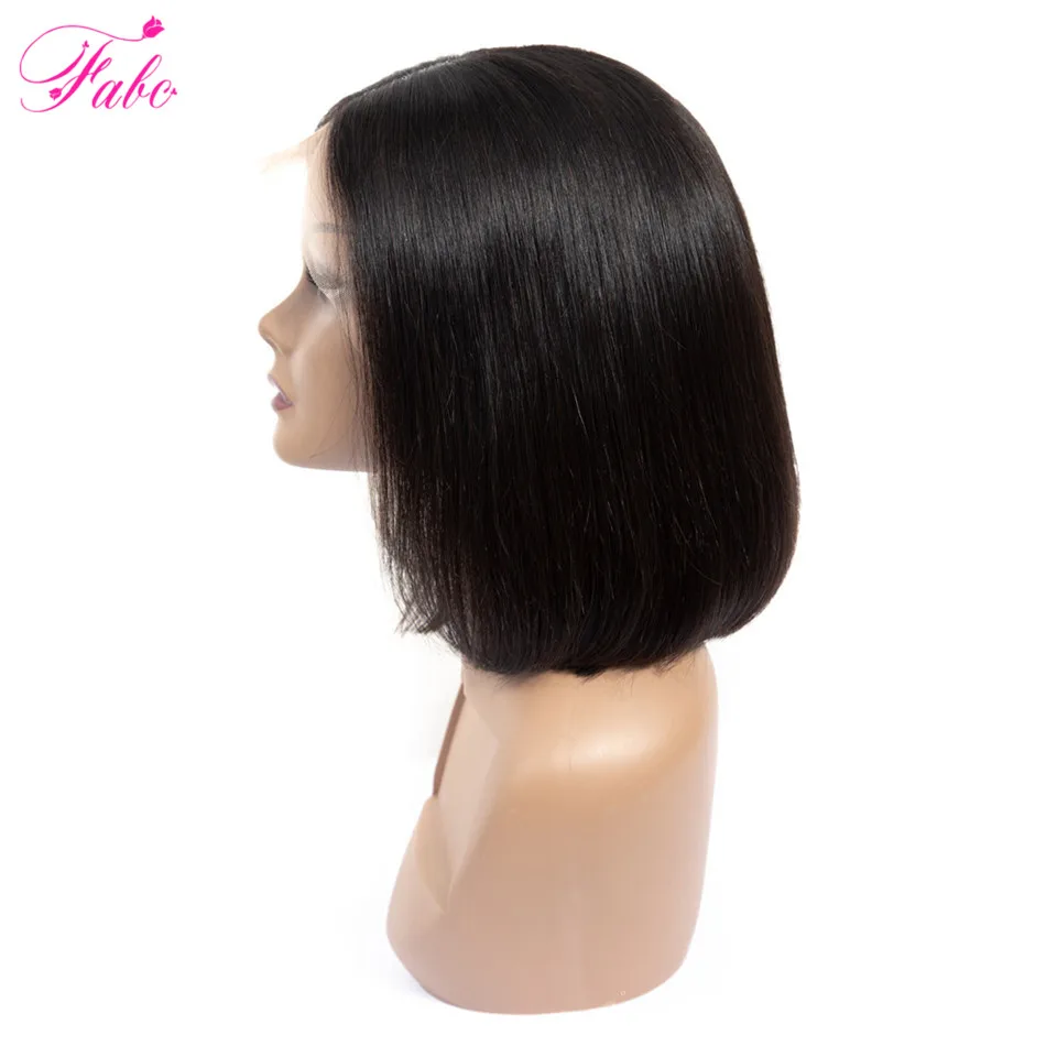 FABC Hair Straight Lace Front Wig For Black Women Brazilian Short Bob Wigs Remy Human 13x6 Bleached Knots Natural Color | Шиньоны и