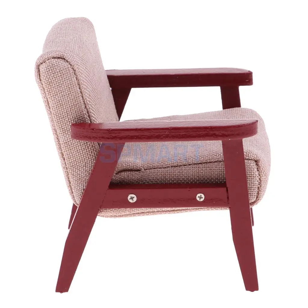 1:12 Scale Wood Dollhouse Miniature Single Sofa Chair Living Room Bedroom Furniture Decor Dolls Action Figures Acc Model Toy