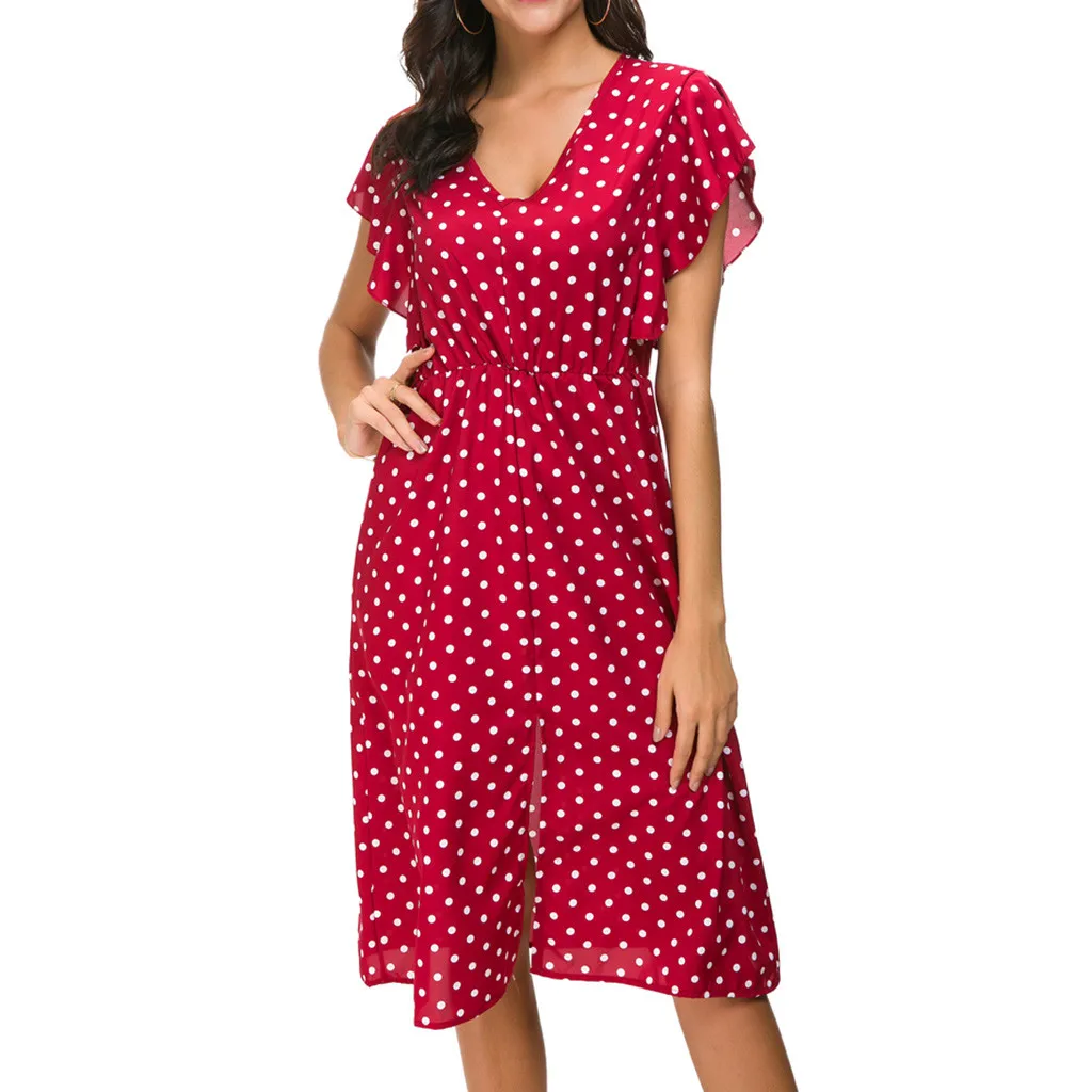 

Women Dot Print Tank Maxi Dress Sleeveless Casual Summer Long Maxi Dress