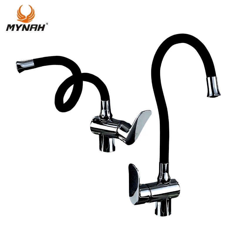MYNAH Silica Gel Any Direction Faucet Hot And Cold Water Flexible Kitchen Tap Sink Multicolor Kitchen Faucets Black Modern M5847
