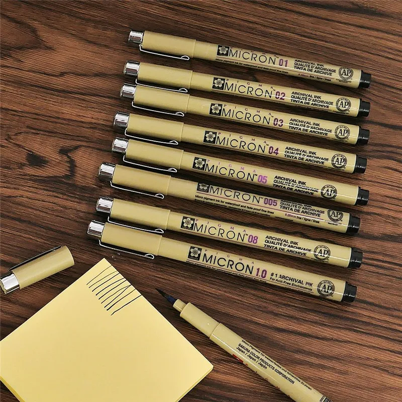 9 размеров профессиональная ручка-лайнер для рисования набор школьных принадлежностей Водонепроницаемый гладкая тонколинейная ручка Pigma micron маркеры для художников