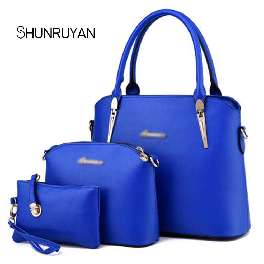 

SHUNRUYAN Women Handbags Sets PU Leather Handbag Women Messenger Bags Tote Bag Handbag+Shoulder Bag+Purse 3 Sets