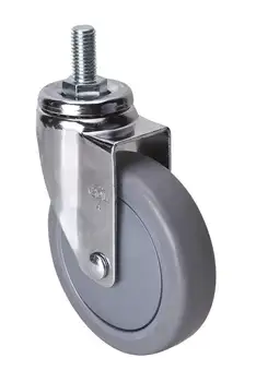 

2PCS EDL Light Duty 4 Inch Casters Wheels 70Kg TPE Wheels Castor Thread Screw Single Bearing Brake Chrome Industrial for trolley