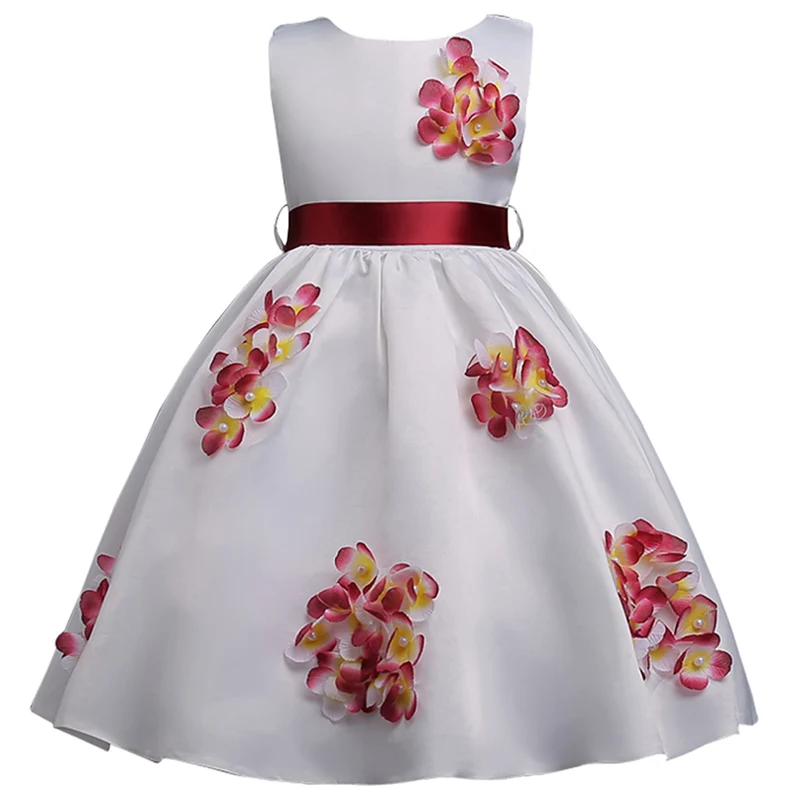 Зимние Детские платья для девочек с цветочным узором для девочек свадебное платье вечерние платья-пачки платье принцессы для детей, vestidos, возраст 3, 6, 8, для детей 12 лет