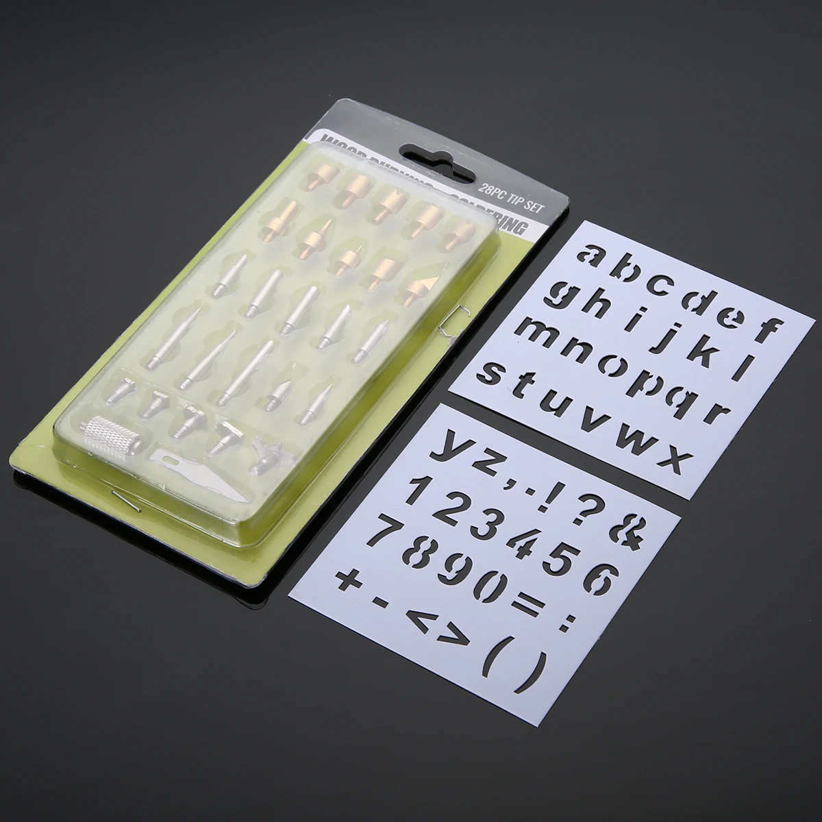 28pcs Soldering Iron Tool Kit Wood Burning Pen Tips & Stencil Set Carving Burner Wood burning Pyrography Tool Assortment Kit