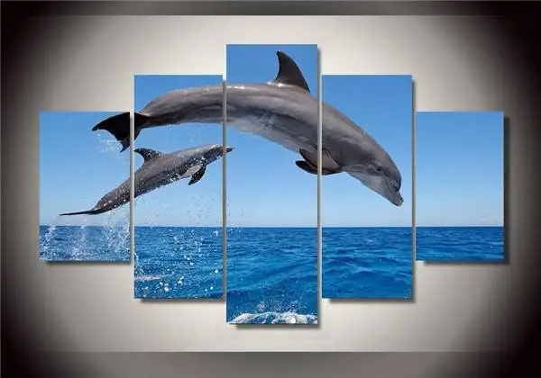 

Hd Printed Dolphin Ocean Seascape Group Painting Room Decor Print Poster Picture Canvas Free Shipping/Ny-004 NO Framed With