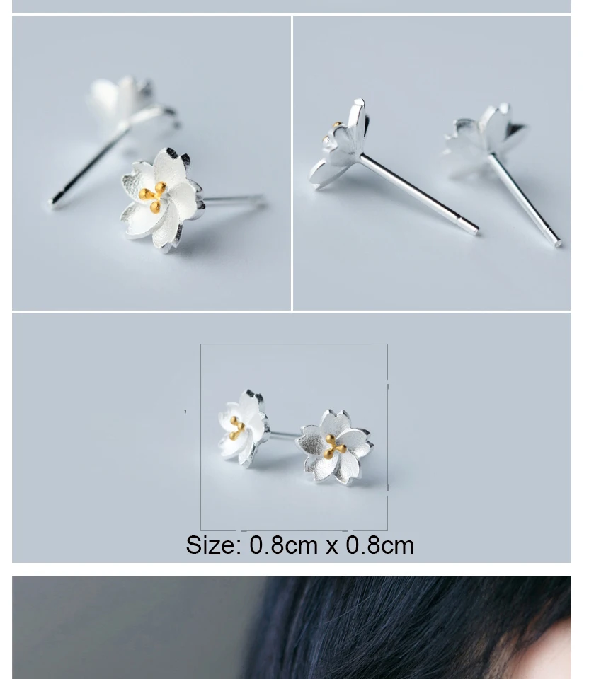 Silver Earings For Girls 925 Delicate Flower Stud Earring Sterling Silver Fashion Women Kids Child Jewelry oorbellen zilver 925 (5)