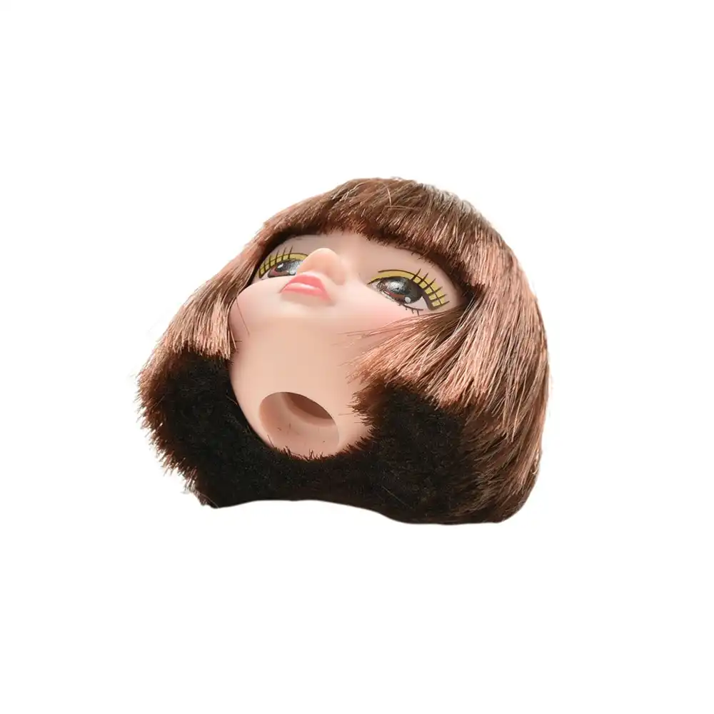 1 Pcs High Quality Rubber Doll Head With Short Brown Hair For