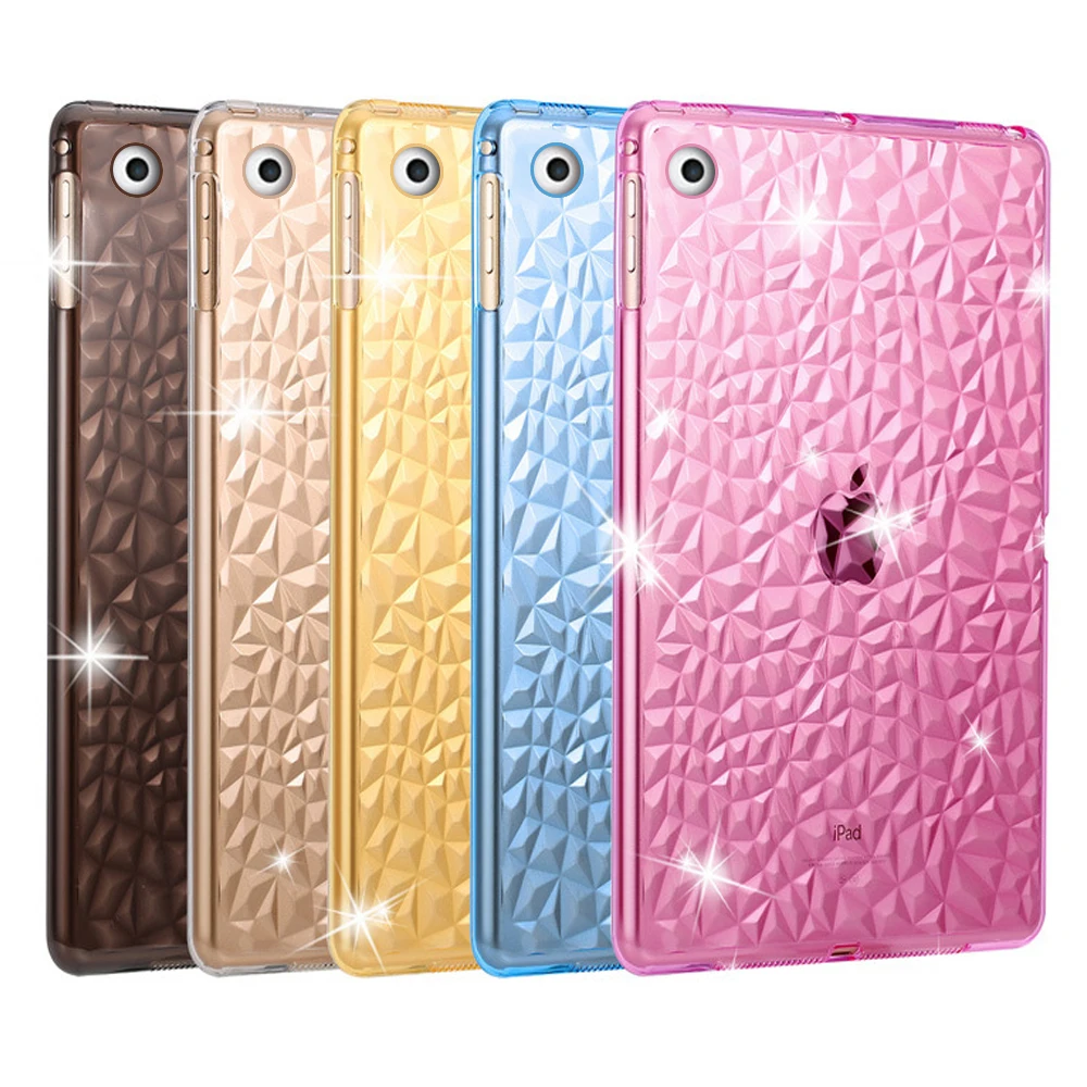 

for iPad Mini 1 2 3 4 5 Case Transparent TPU Ultra Slim Soft 3D Crystal Diamond Pattern Tablet Cover Protective Clear Shell