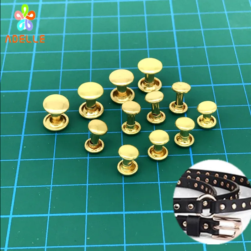 100sets/lot 100 Solid Brass Rivets Double Cap Rivets Punk Studs Flat