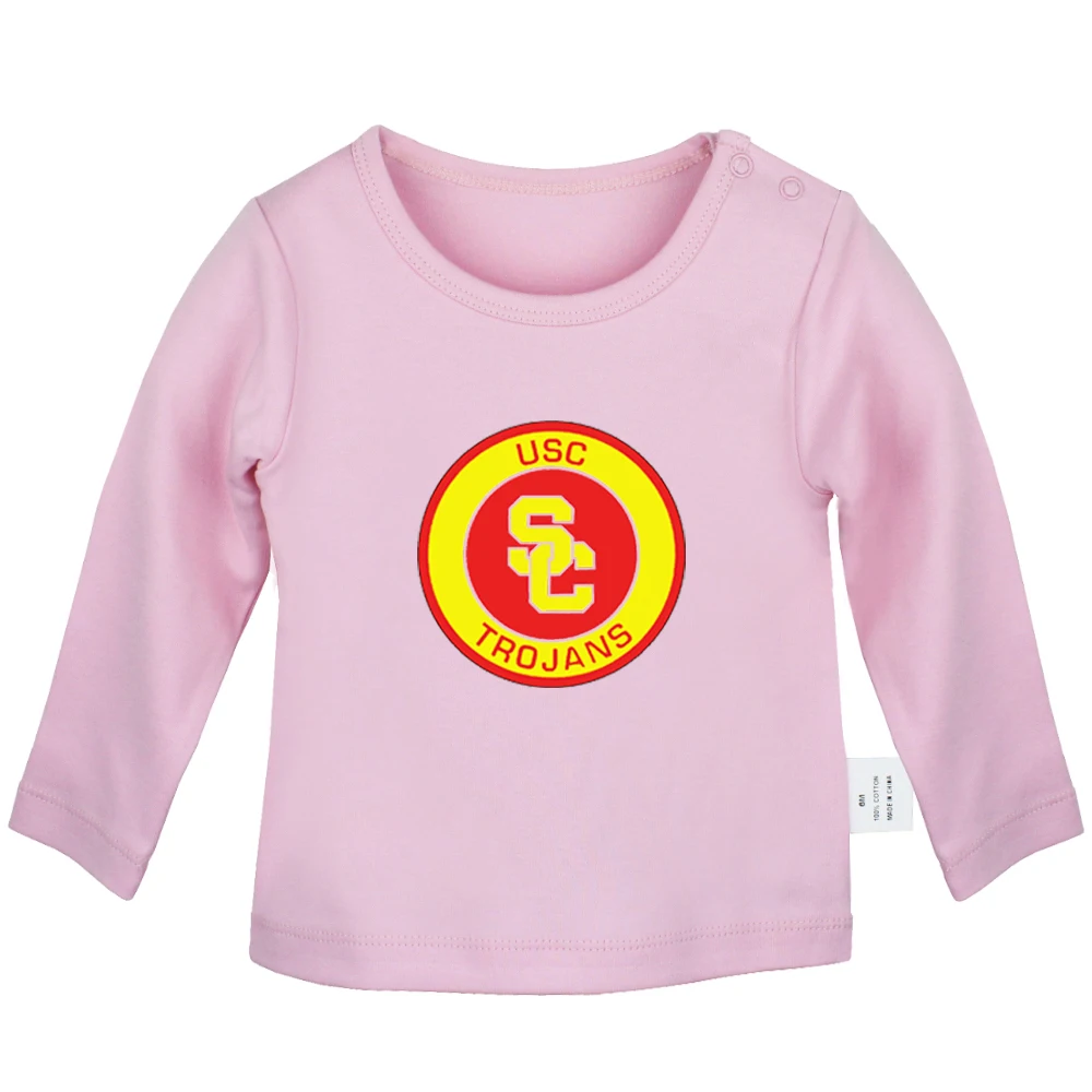 Cute Snow White with Flowers XO NCAA USC Trojans Design Newborn Baby T-shirts Toddler Graphic Solid Color Long Sleeve Tee Tops - Цвет: JaBabyYP705C