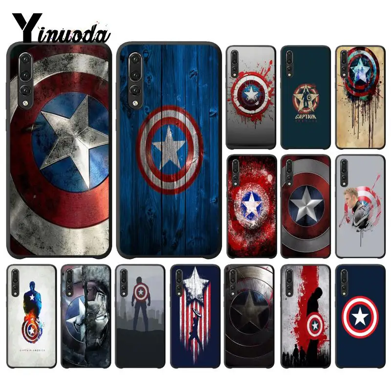 

Yinuoda Capitan America Shield Soft Silicon black Phone Case for Huawei P9 P10 Plus Mate9 10 Mate10 Lite P20 Pro Honor10 View10