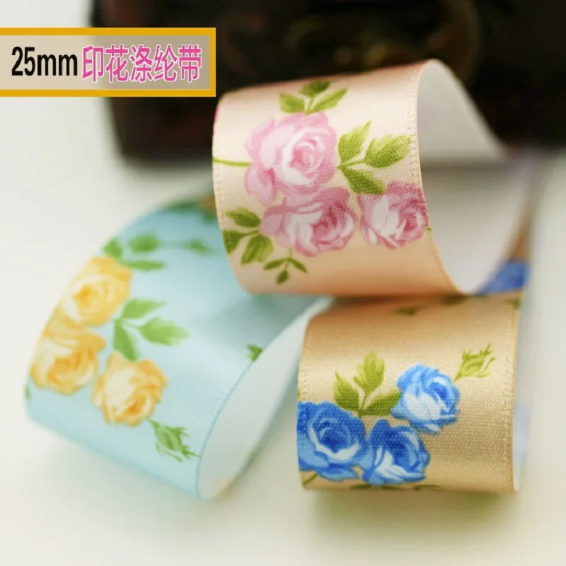 

hot sale 25 mm ribbon printing hair bowknot materials rose Lace accessories