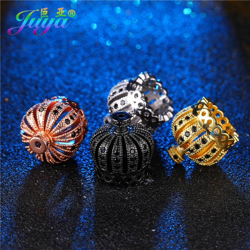 

Wholesale Handmade Jewelry Earrings Accessories Micro Pave Zircon Metal Crown Beads Women Tassel Earrings Necklace DIY Making