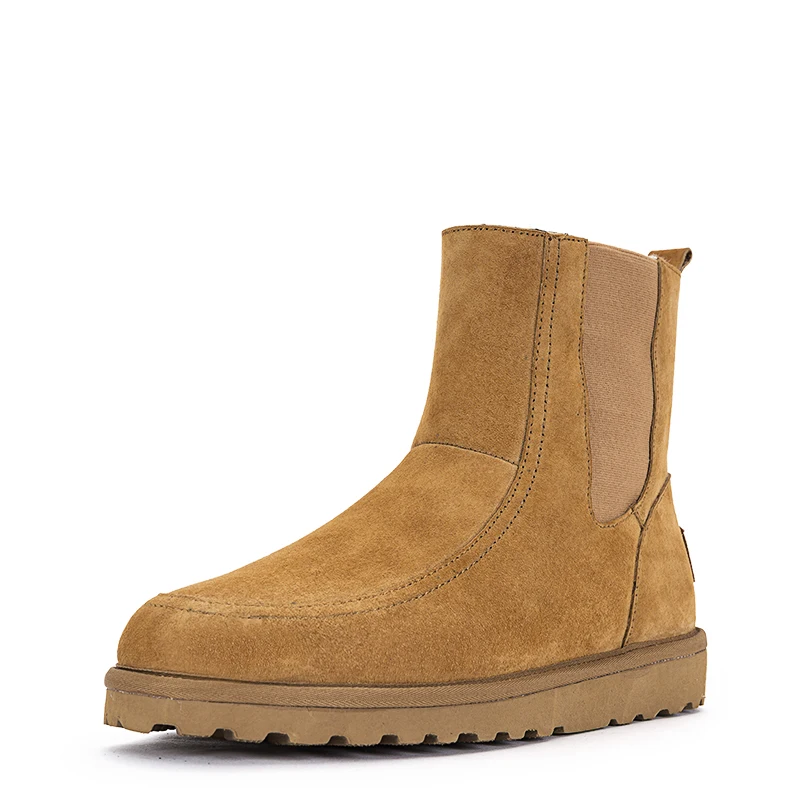 

OZZEG Men Boots Men Winter Snow Short Boots Upper Genuine Sheepskin Lining Sheepskin Fur Suede Plush Warmer High to help short