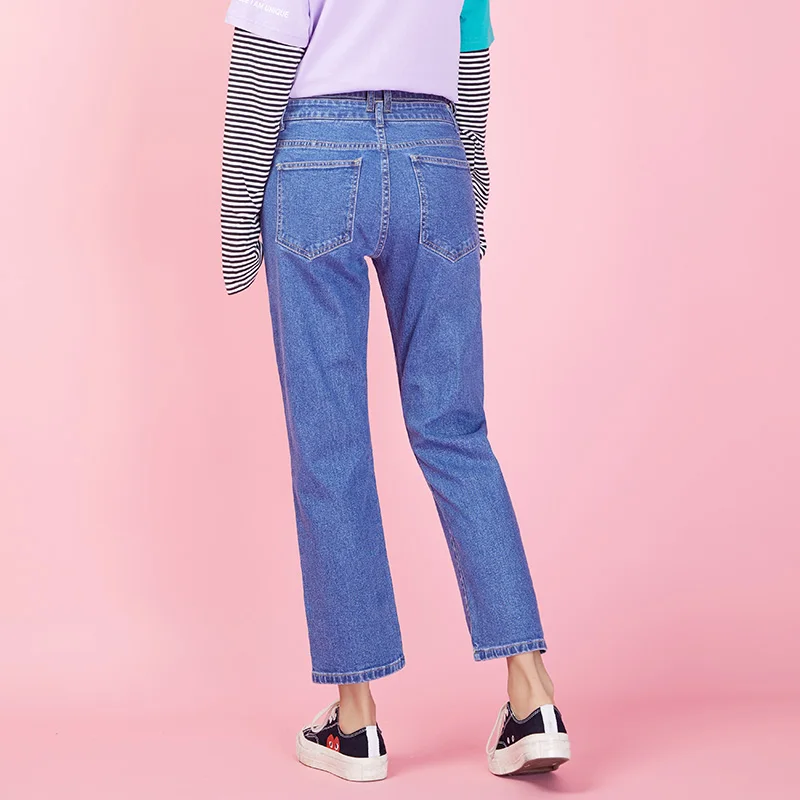 LEIJIJEANS весна лето размера плюс светильник синий товар женские брюки джинсы для мам Свободные повседневные Капри прямого кроя женские джинсы 9043