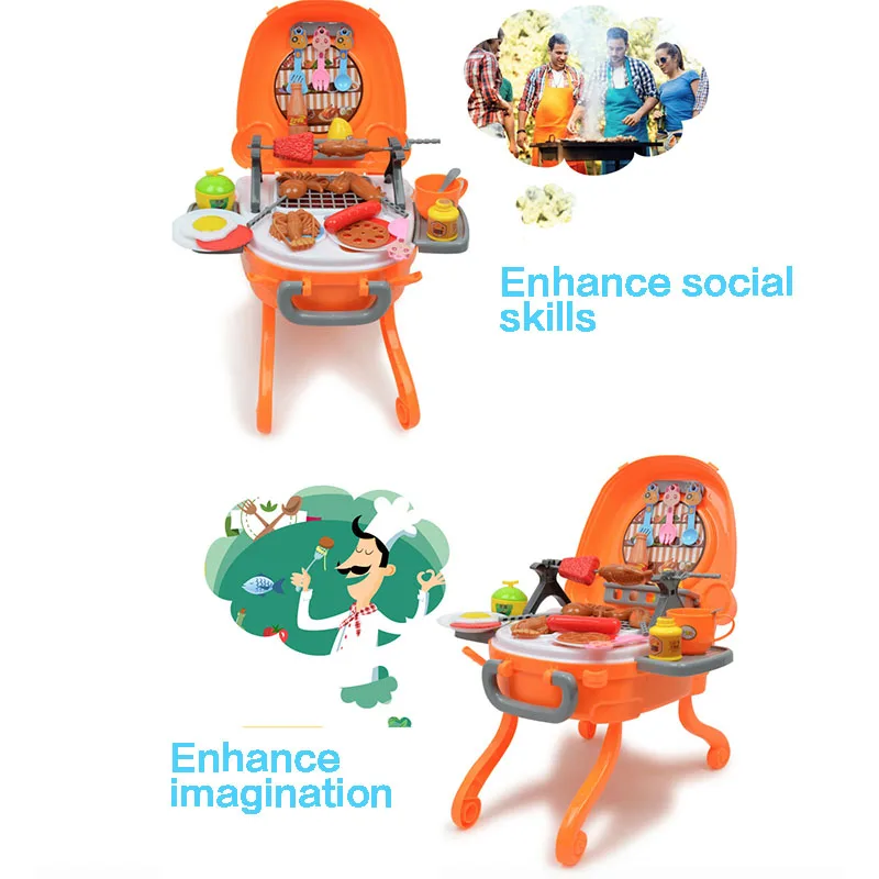 Музыкальное освещение, детское игрушечное барбекю игрушки для игрушечной кухни, набор чемоданов, Обучающие, на открытом воздухе, ролевые