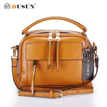Dusun marca bolsas mensajero de las mujeres bolsos de cuero genuino mujeres de cuero reales casual bolsos crossbody bolsas mujeres bolsa de cremallera de la vendimia