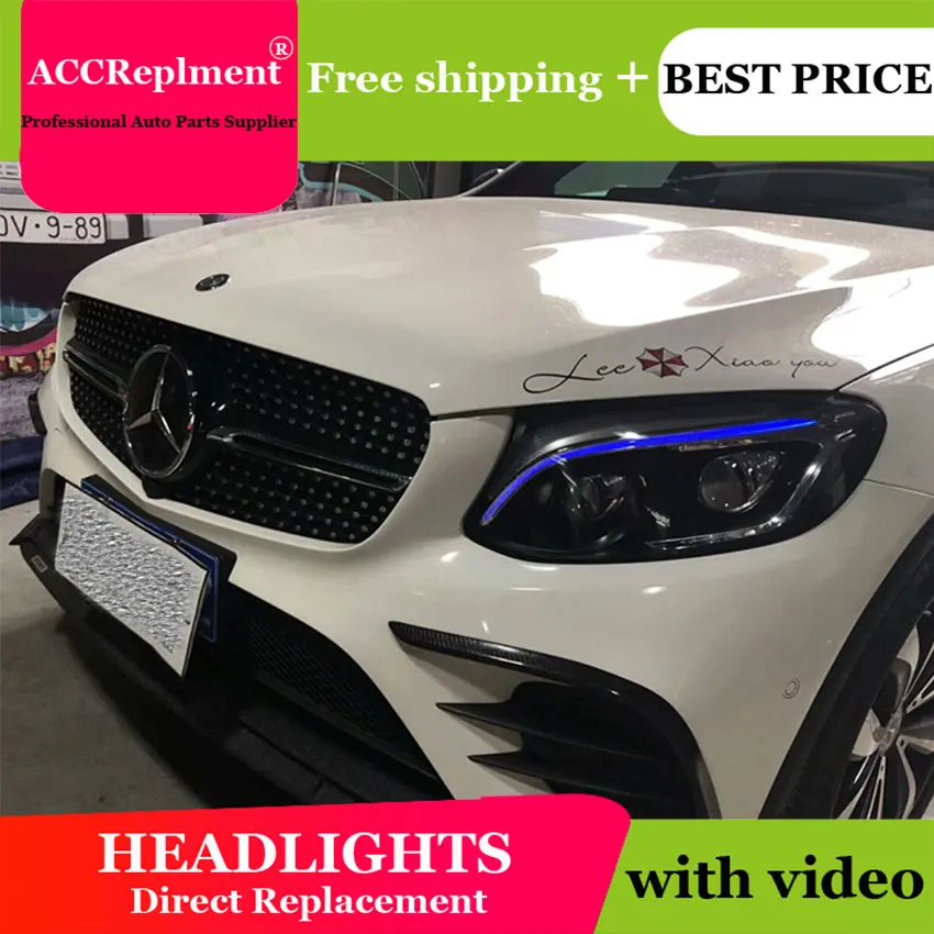 AUTO.PRO для Benz AMG GLC передняя фара 2016 2019 Биксеноновые линзы передние фары H7