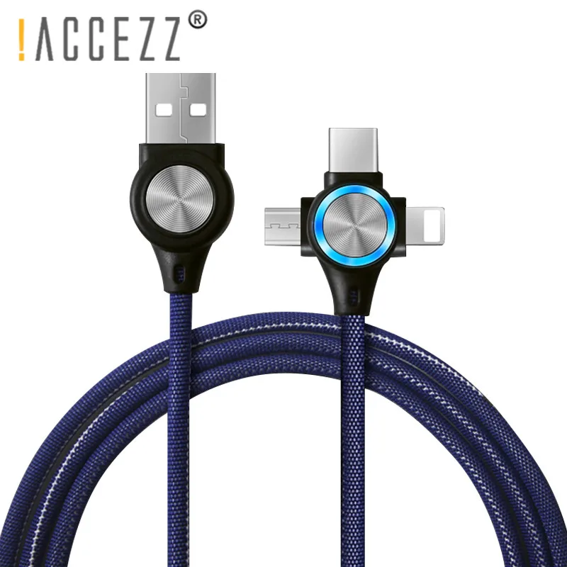 

!ACCEZZ 3 in 1 USB Cable 3A Fast Charging For iPhone XS Max Micro USB Type C Charger Cables For Samsung S9 S8 Lighting Data Wire