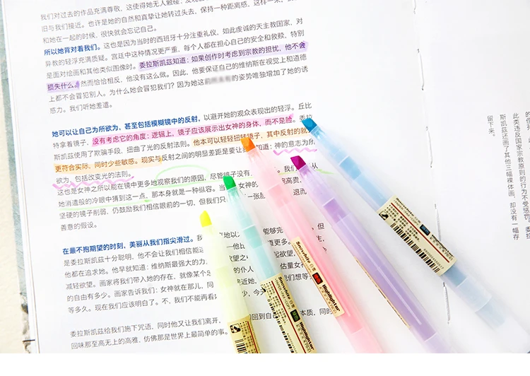 1pc soft pastel ended highlighter pen Fluorescent pen Marker pen Mild liner DIY School supplies Office Stationery kawaii