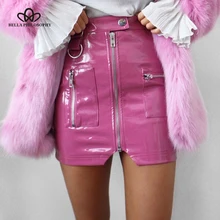 Bella Philosophy Весенняя женская плотная мини-юбка с высокой талией Женская модная прямая юбка из искусственной кожи женская повседневная юбка