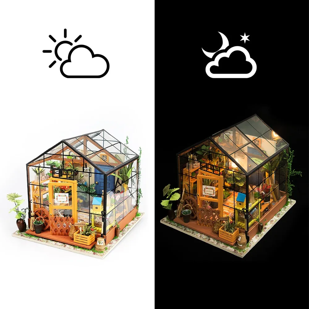 Online Robotime Cathy Blume Haus DIY Holz Puppenhaus Miniatur Handgemachte Dekoration DG104