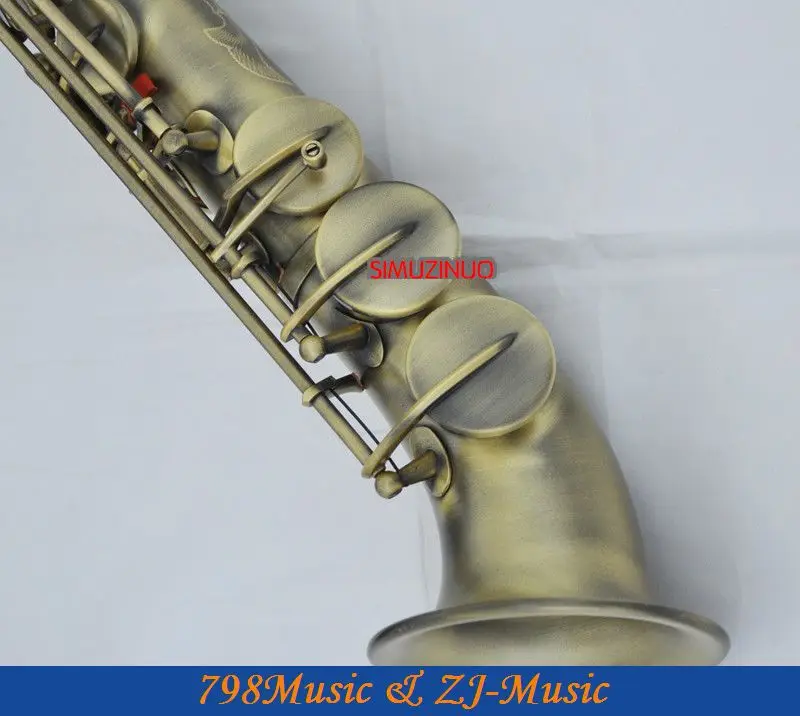 Античный бронзовый изогнутый колокольчик Сопрано-саксофон Bb ключ к высокому F ключ и G ключ-2 шеи-Абалон кнопки