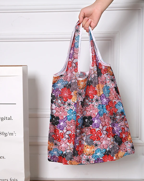 Flamingo Roll UP Polyester green shopping bag foldable tote Reusable Portable Shoulder Folding pouch handbags printing F