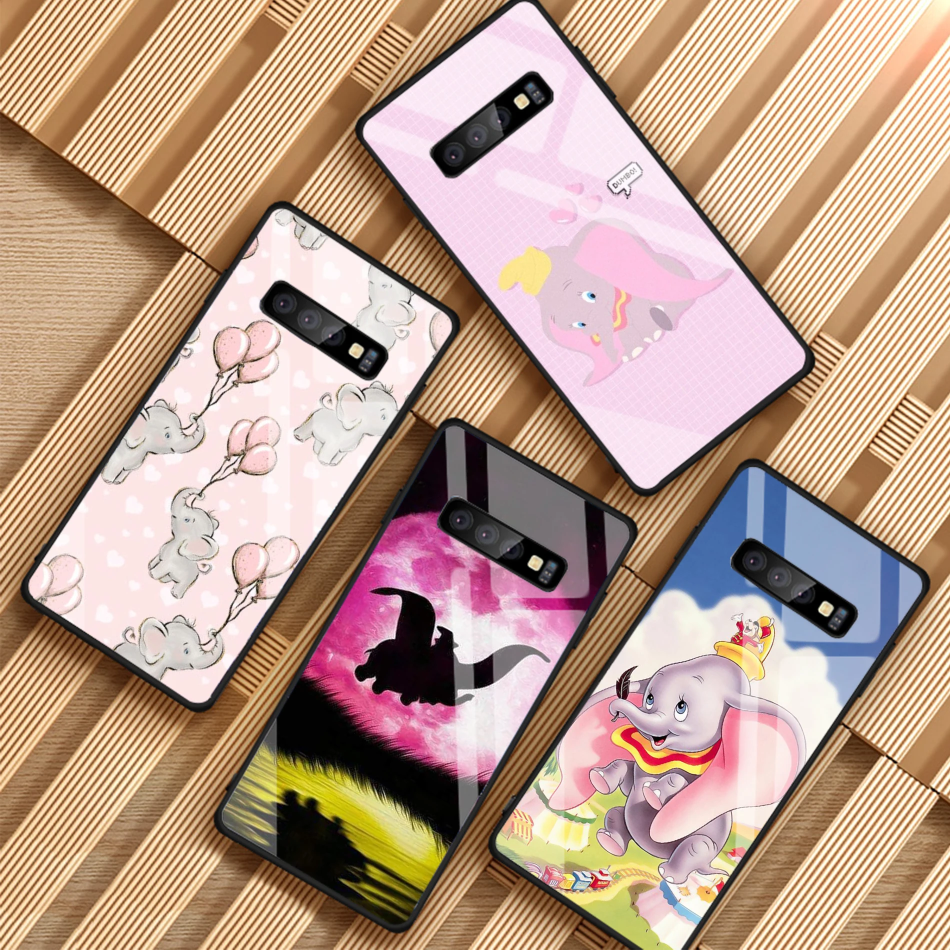 

Animal Dumbo Tempered Glass Phone Case For Samsung Galaxy S8 S9 S10 PLUS J6 J8 A6 A6S A8 A8S 2018 NOTE 8 9
