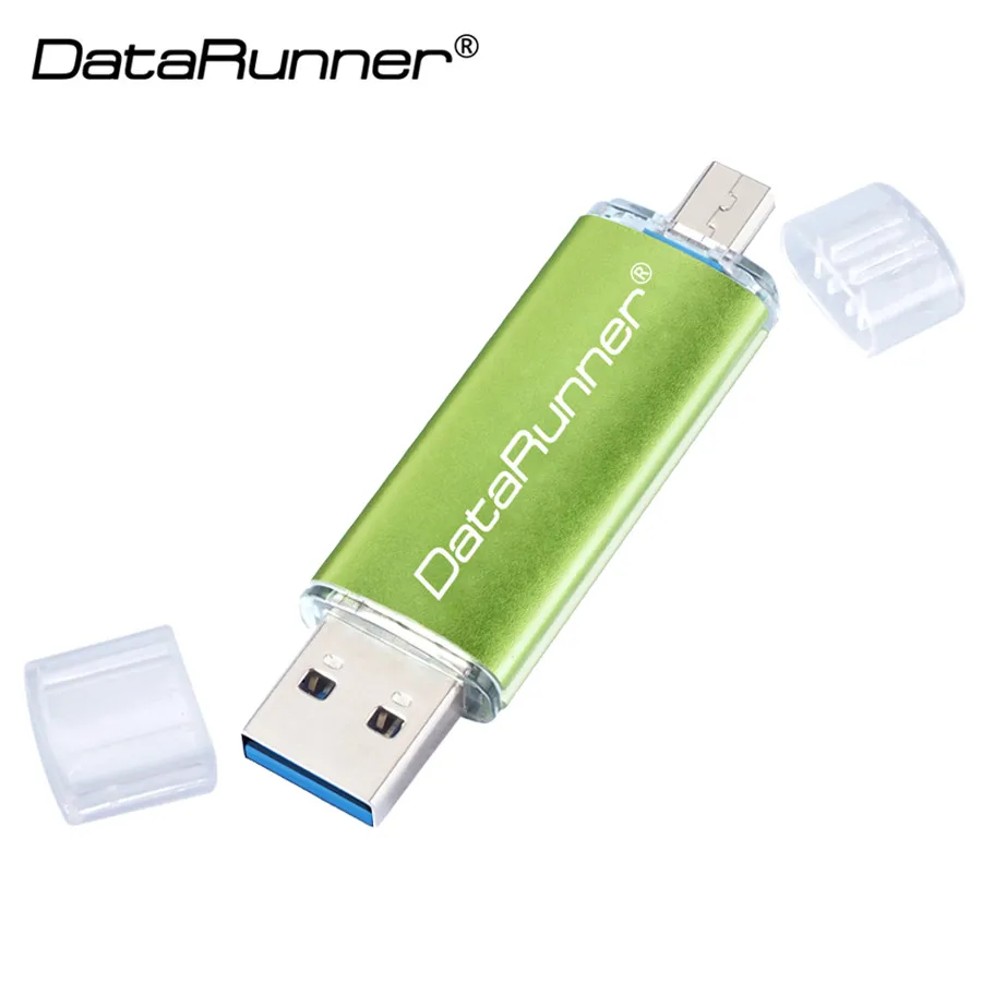 DataRunner USB флеш-накопитель OTG 2 в 1 USB3.0 и микро-порт флеш-накопитель 32 Гб 64 Гб 128 ГБ 256 ГБ высокоскоростные флеш-накопители cle USB флеш-накопитель - Color: Green