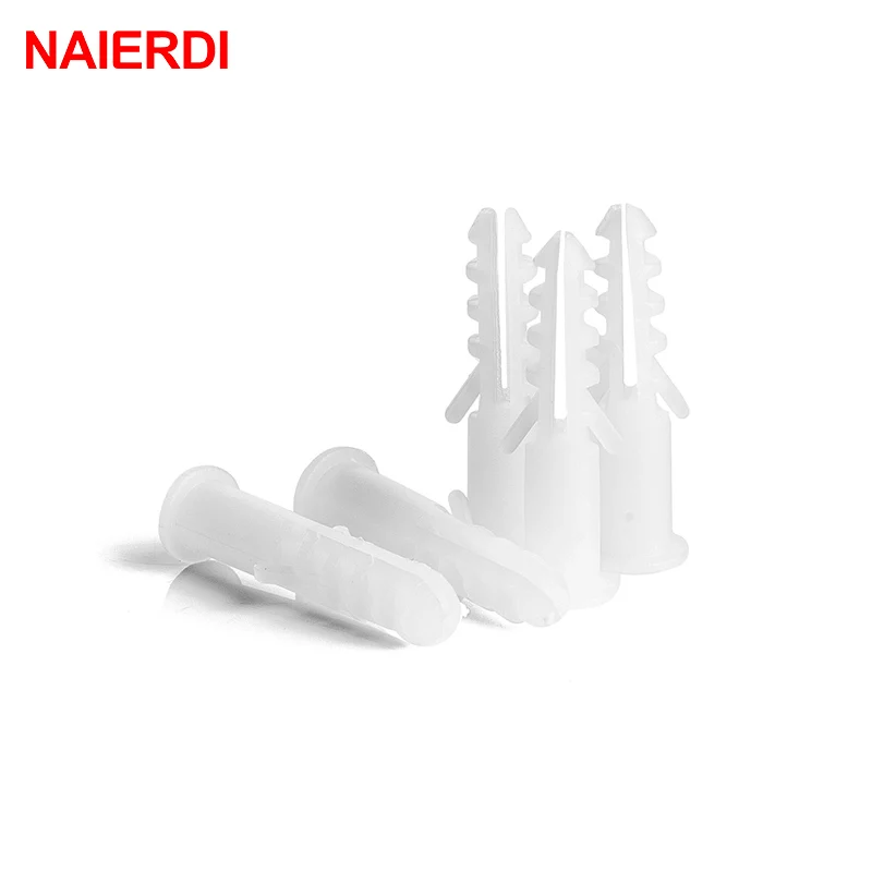 50PCS 5-8mm Screws M5-M8 Rubber Expansion Pipe Flat Round Head Self-Tapping Screw Nylon Tube Wall Wood Hardware Tool