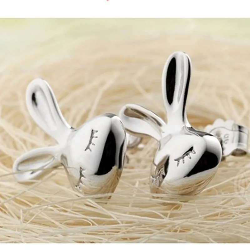 

Silver Color Korean Style Cute Rabit Design Stud Earrings New Fashion lovely Earring For Girl Gift Women's Accessories E0174