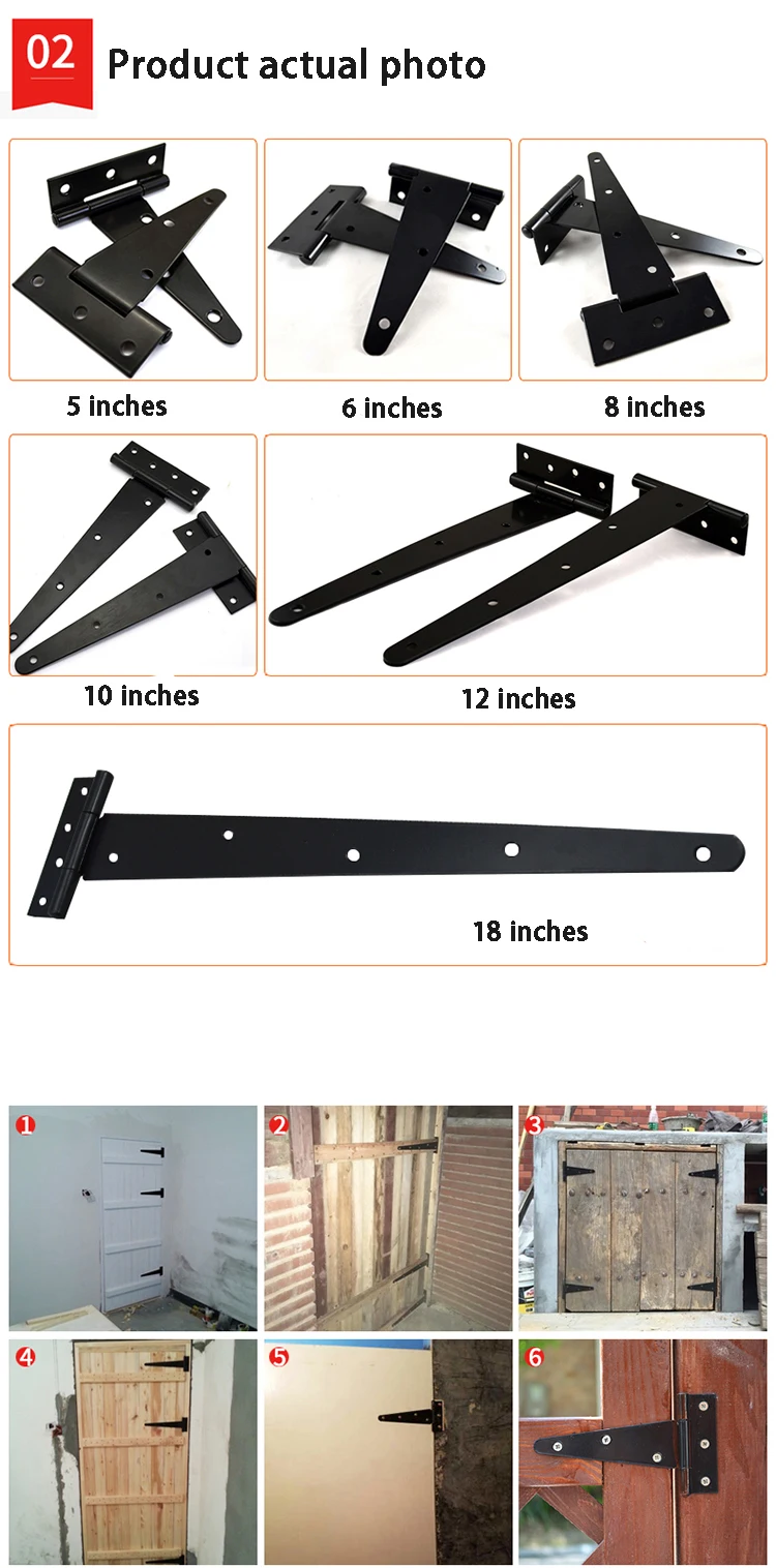 5/6/8/10/12 дюймов тяжелых T шарнира комнаты открытый вилла/забор с воротами деревянный ящик T-тип шарнира дверные петли для сада