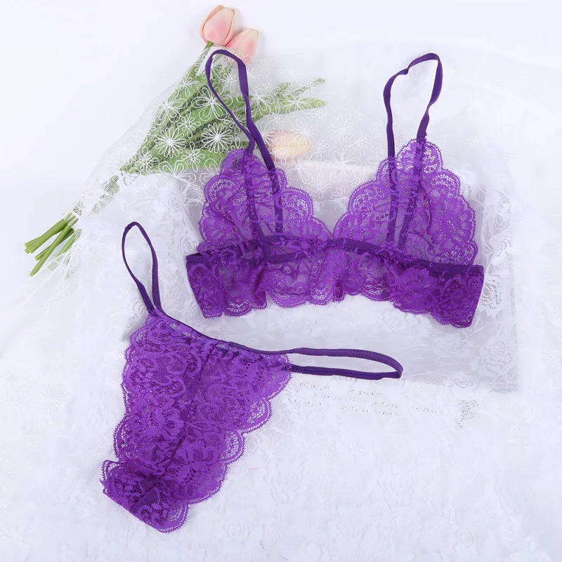 2019 Fashion New Plus Size Women Sexy Bra Set Intimates Embroidery 3/4 Cup Lingerie Thin Temptation And Panty Sets Black Lace