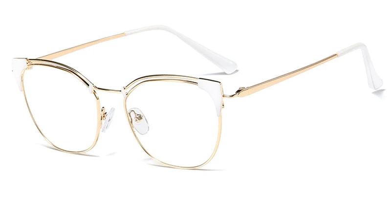 Peekaboo золотые металлические ретро женские очки прозрачные линзы модные аксессуары оправы кошачий глаз подарок для дам - Цвет оправы: white with clear