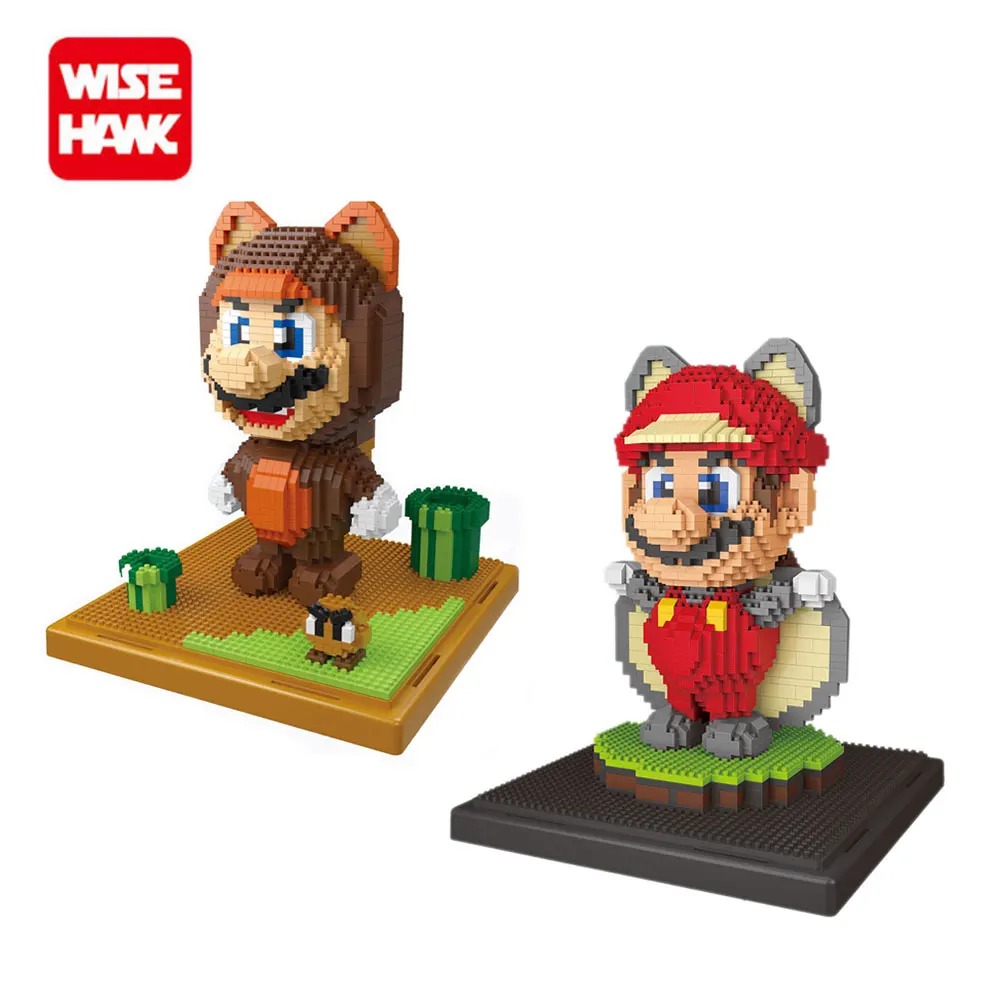 

Wisehawk Nanoblocks Japan Anime Cartoon Large Model Mario Aciton Figures DIY Assembly Micro Building Bricks Educational Toys