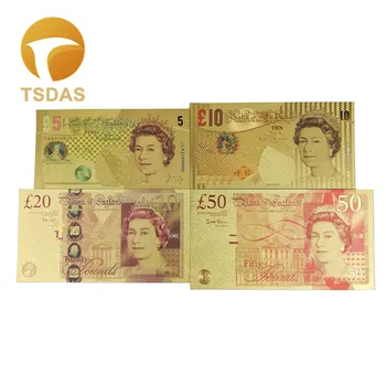 

UK English Gold Banknote 5/10/20/ 50 Pound British Bank Notes in 24K Gold Plated