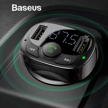 Baseus двойной зарядное устройство USB с fm-передатчик Bluetooth Handsfree fm-модулятор телефон зарядное устройство в автомобиле для iPnone Xiaomi HUAWEI