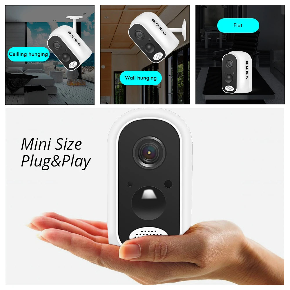 Hiseeu 13600mAh Battery IP Camera 1080P HD Wireless WIFI Camera 2.0mp Home Security Video Survellia