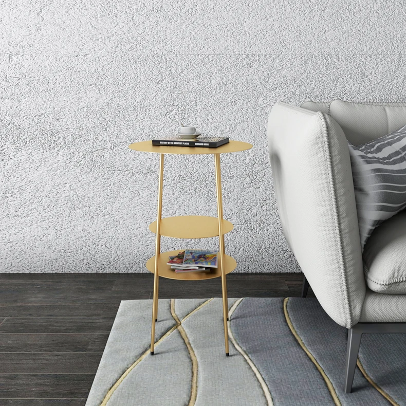 Скандинавская гостиная диван журнальный столик маленький круглый стол квартира балкон угловой простой современный кованый железный прикроватный столик