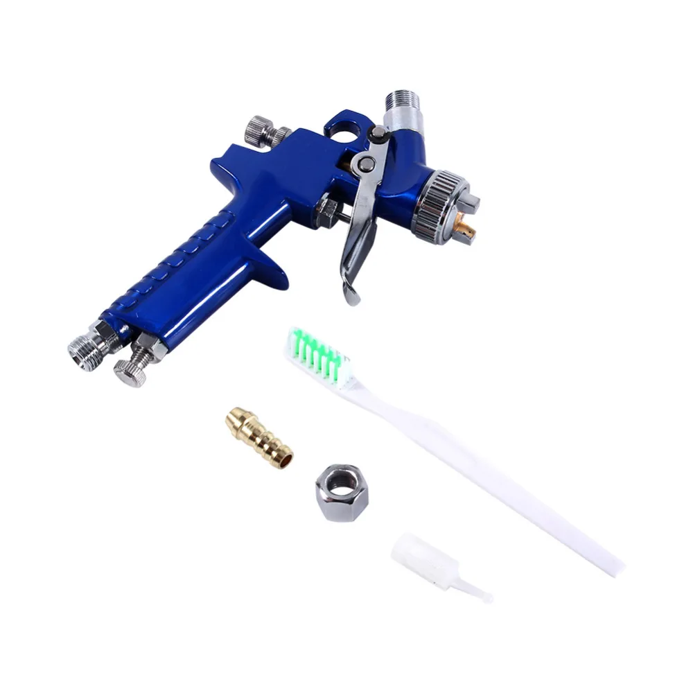Blue Gravity Feed HVLP Mini Air Paint Spray Gun Low Pressure 0.8mm