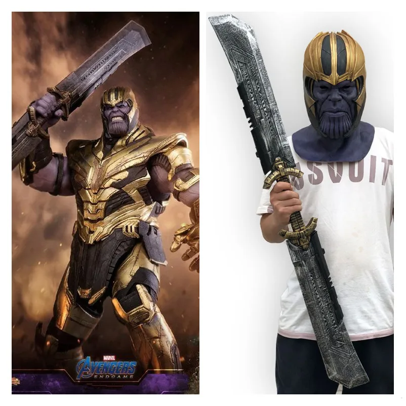 

Avengers Endgame Marvel Superhero Thanos Cosplay Weapons Armor Double-edged Sword Women Men Latex Mask Helmet Halloween Props