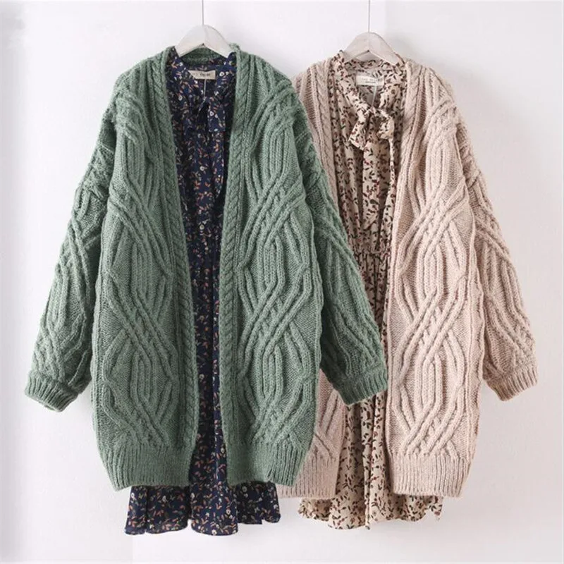 Cardigans Coat Students Street Fashion Solid Color Thick Sweaters