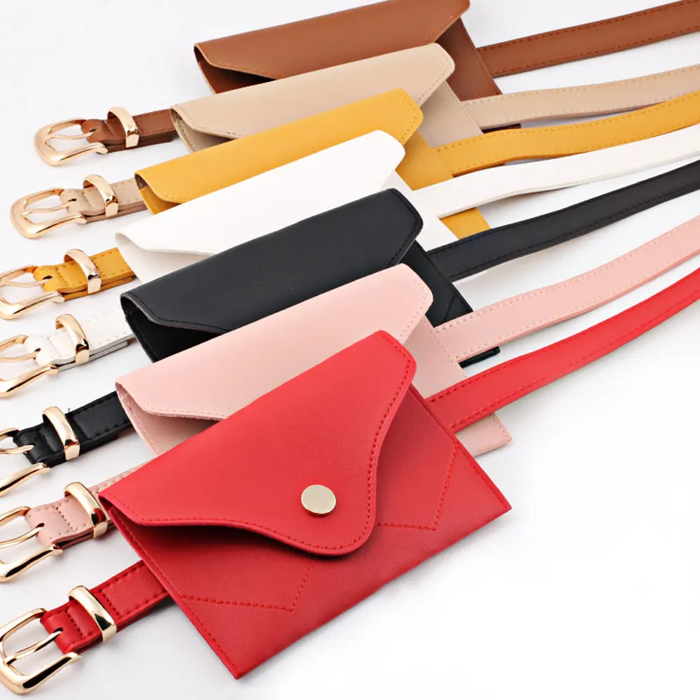

2Pcs/Set Women PU Leather Belt Pack With Removable Belt Waist Fashion Belt Bags