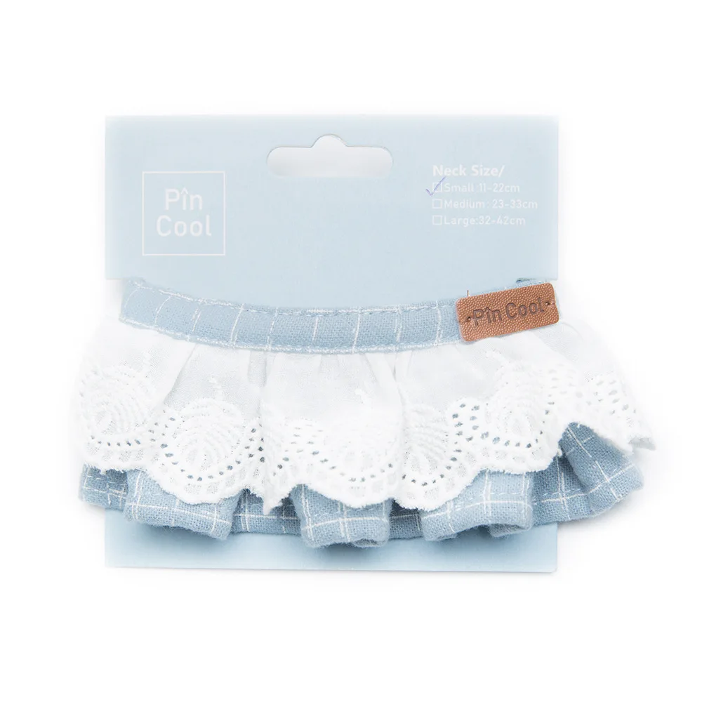 Cat Dog Bandana Bibs Collar Cotton Wave Lace Lattice Pet Scarf Saliva Towel for Small Medium Large Dogs