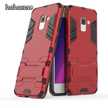 

500pcs Hybrid Armor TPU + PC Protective Phone Case For Samsung A3 5 7 A6 A8 Plus 2018 2 in 1 Leg Goat Shockproof Slim Cover