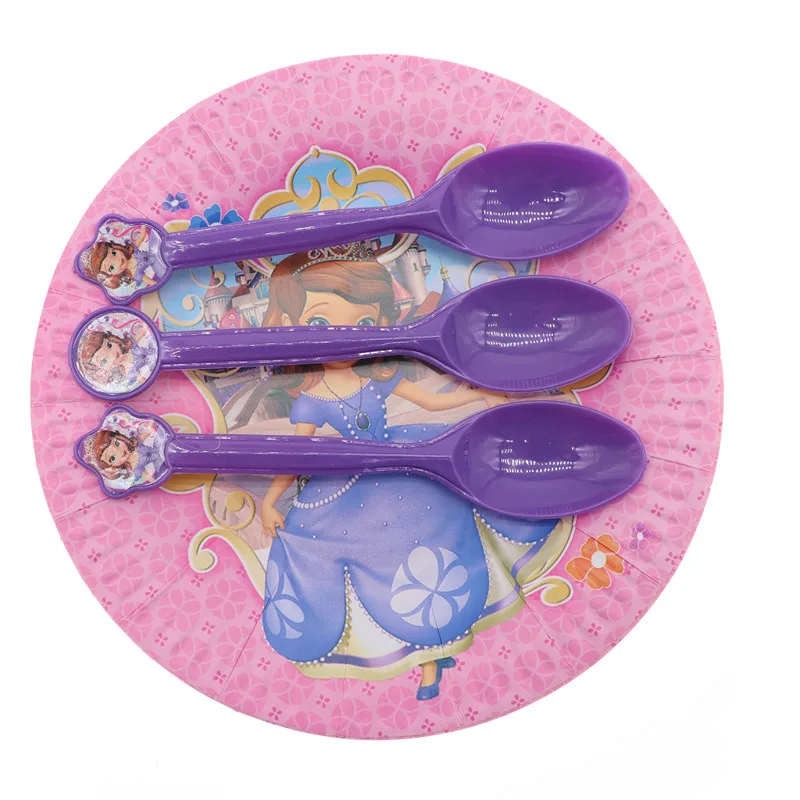 

10pcs/lot Sofia Princess Purple Disposable Tableware Supplies Forks Spoons Knives Christmas Birthday Party Decorations Kids